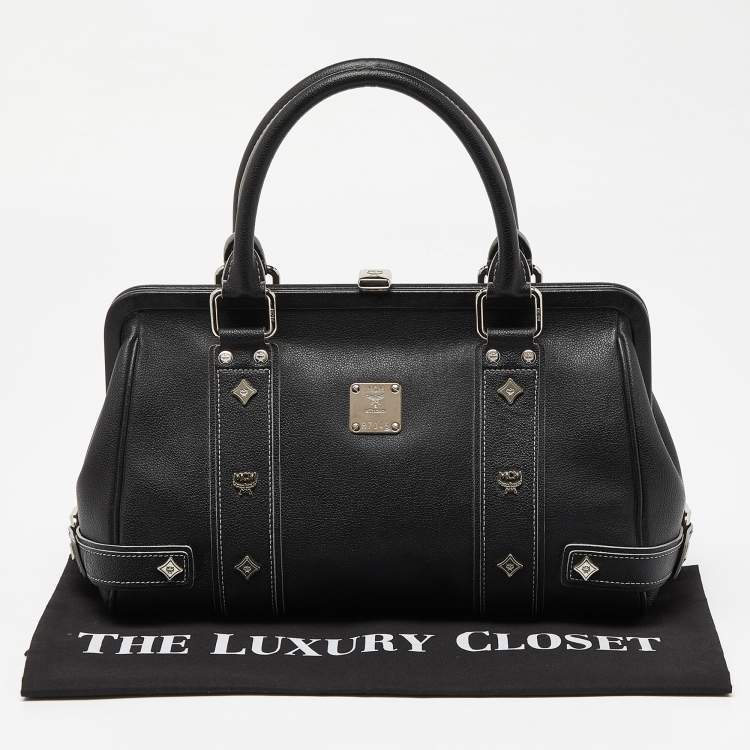 Pre Owned MCM Black Leather Studded Frame Bag