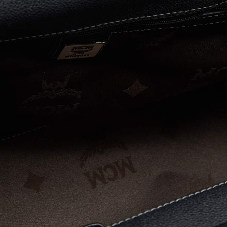 Pre Owned MCM Black Leather Studded Frame Bag