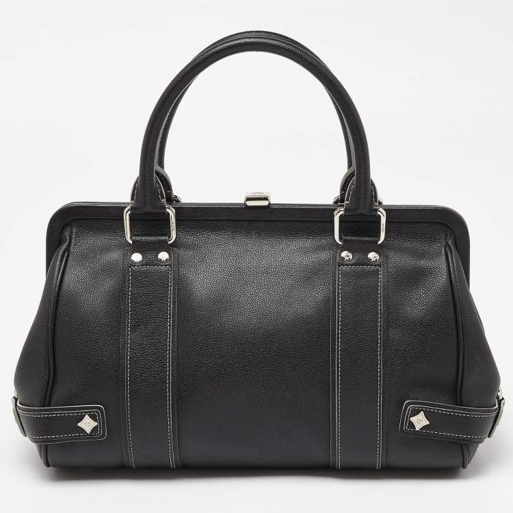 Pre Owned MCM Black Leather Studded Frame Bag