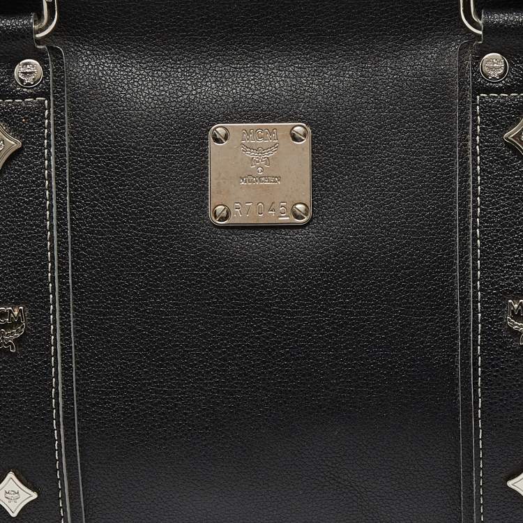 Pre Owned MCM Black Leather Studded Frame Bag