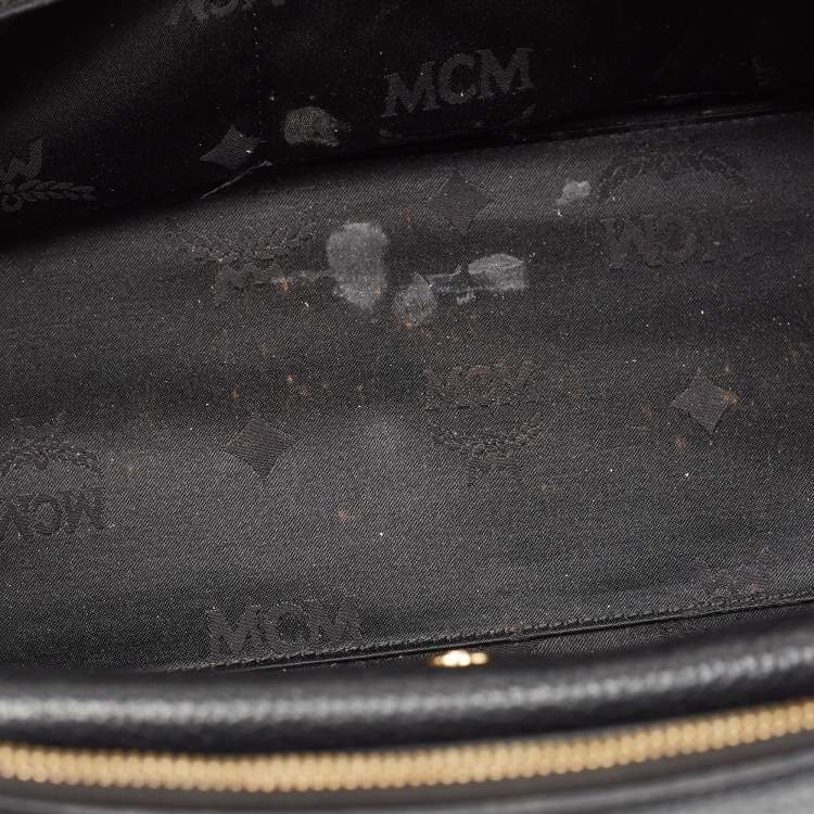 Pre Owned MCM Black Leather Double Zip Satchel