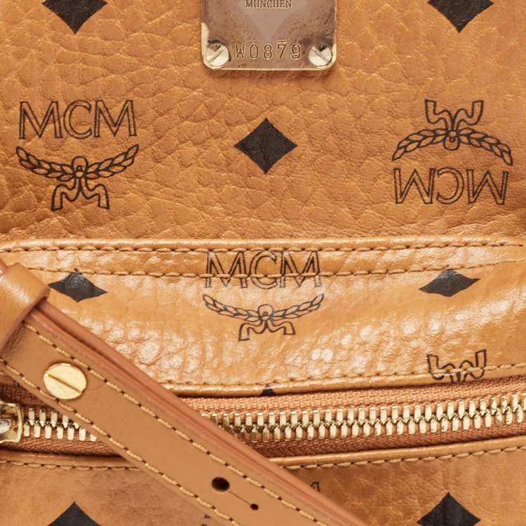 Pre Owned MCM Cognac Visetos Coated Canvas and Leather Mini Studded Stark-Bebe Boo Backpack