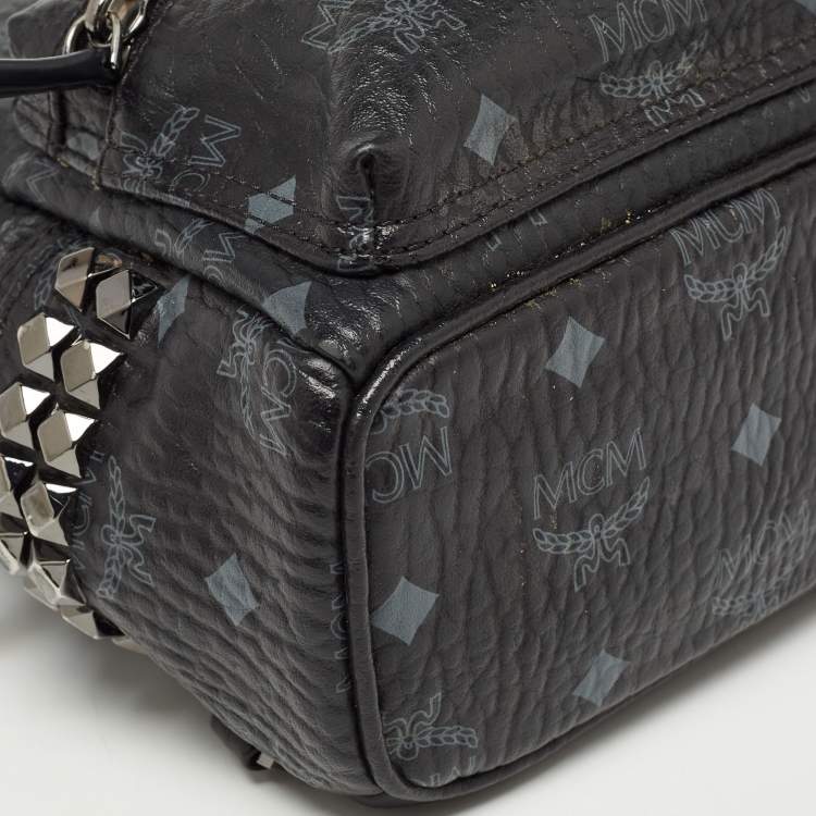Pre Owned MCM Black Visetos Coated Canvas and Leather X-Mini Stark Bebe Boo Backpack