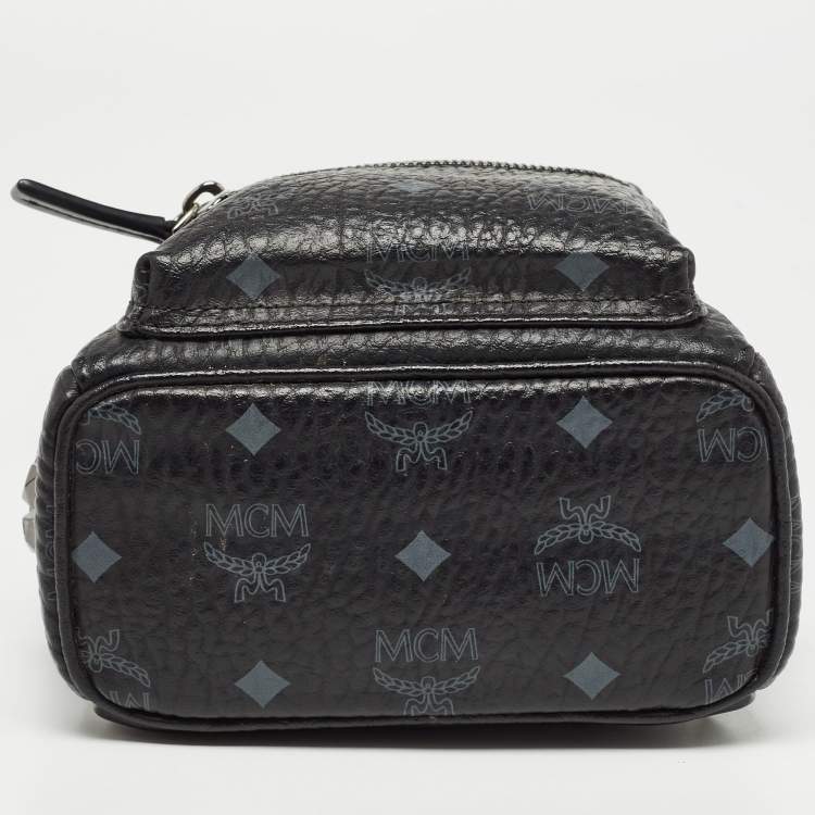 Pre Owned MCM Black Visetos Coated Canvas and Leather X-Mini Stark Bebe Boo Backpack