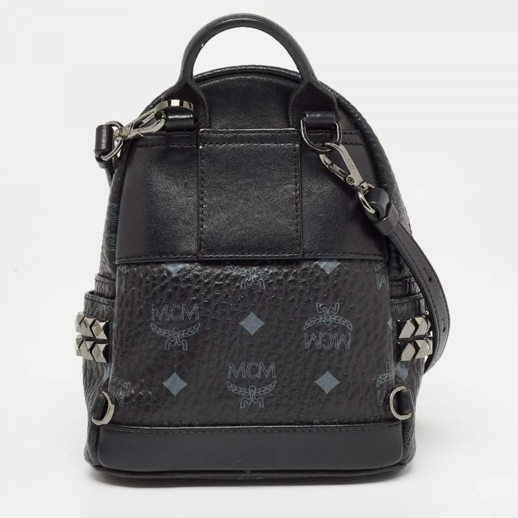 Pre Owned MCM Black Visetos Coated Canvas and Leather X-Mini Stark Bebe Boo Backpack