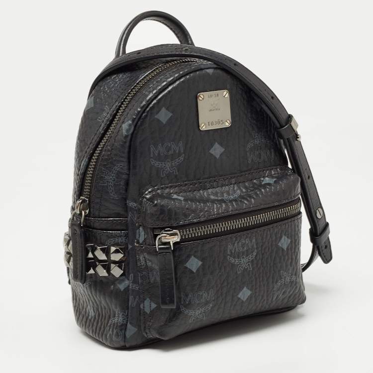 Pre Owned MCM Black Visetos Coated Canvas and Leather X-Mini Stark Bebe Boo Backpack
