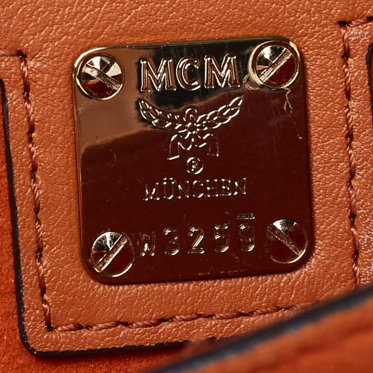 Pre Owned MCM Cognac Visetos Coated Canvas and Leather Medium Tracy Satchel