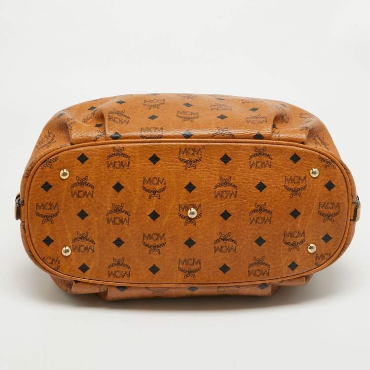 Pre Owned MCM Cognac Visetos Coated Canvas and Leather Large Hobo