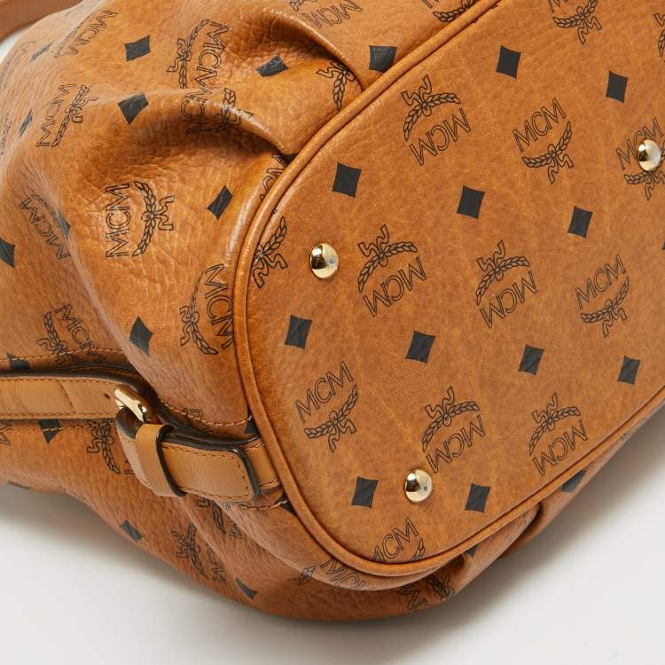 Pre Owned MCM Cognac Visetos Coated Canvas and Leather Large Hobo