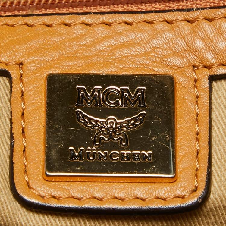 Pre Owned MCM Cognac Visetos Coated Canvas and Leather Large Hobo
