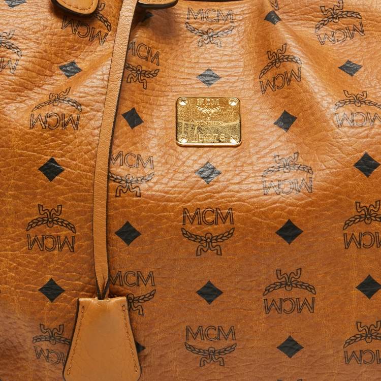 Pre Owned MCM Cognac Visetos Coated Canvas and Leather Large Hobo