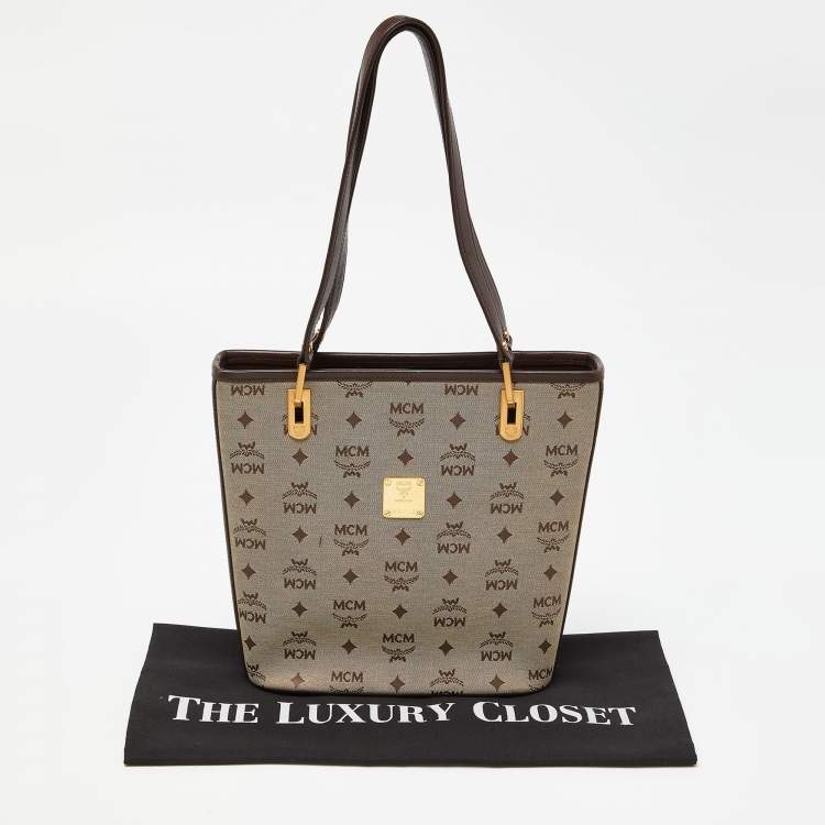 Pre Owned MCM Brown/Beige Visetos Canvas and Leather Shopper Tote