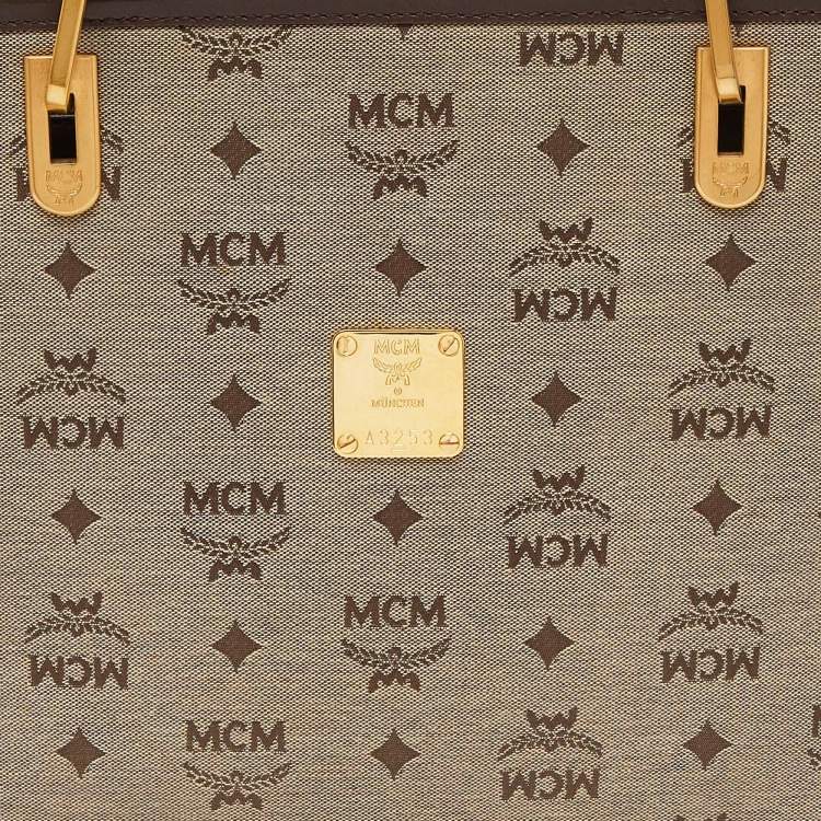 Pre Owned MCM Brown/Beige Visetos Canvas and Leather Shopper Tote