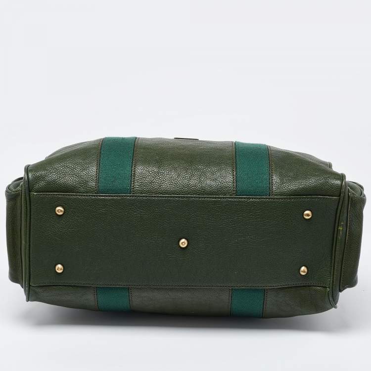 Pre Owned MCM Green Leather Double Pocket Bag