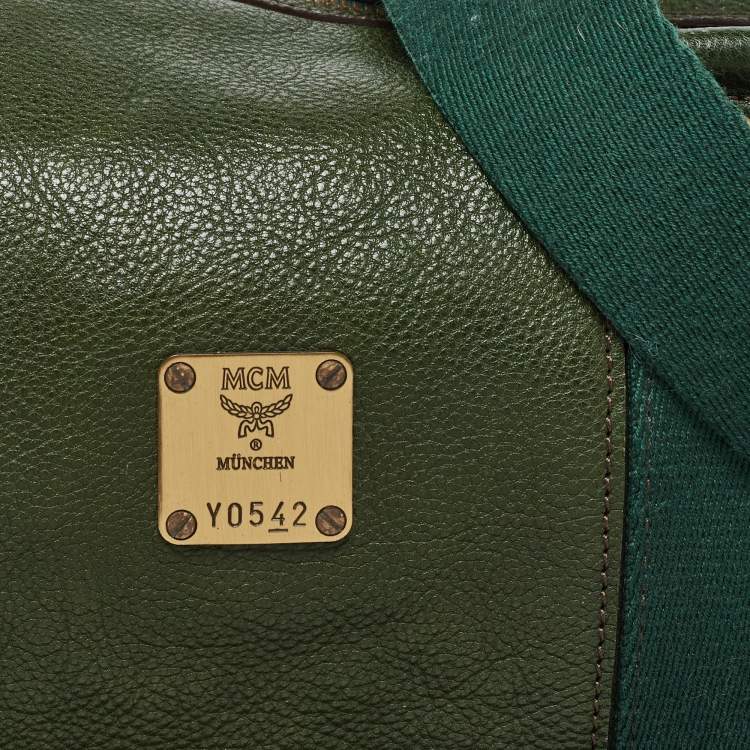Pre Owned MCM Green Leather Double Pocket Bag