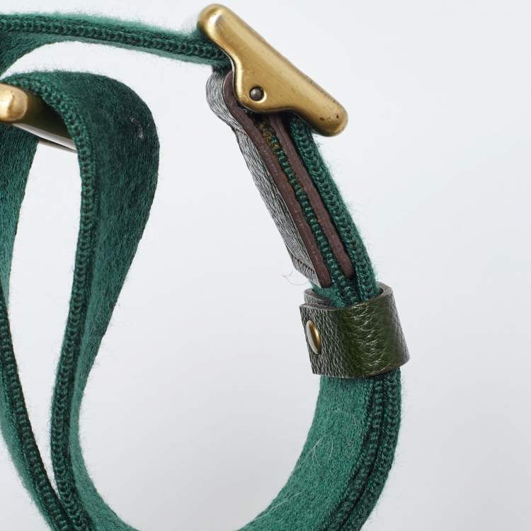 Pre Owned MCM Green Leather Double Pocket Bag
