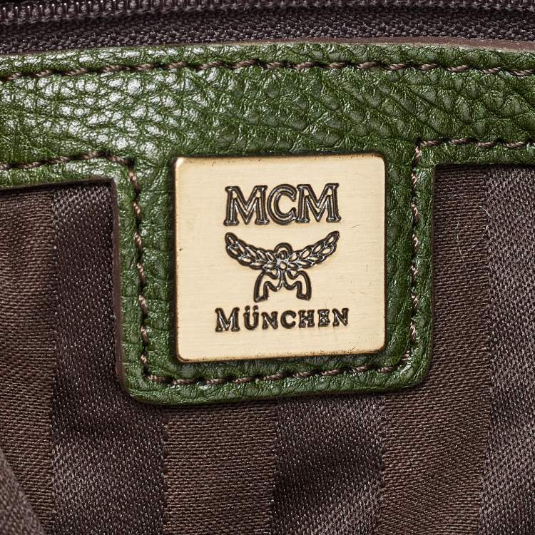 Pre Owned MCM Green Leather Double Pocket Bag