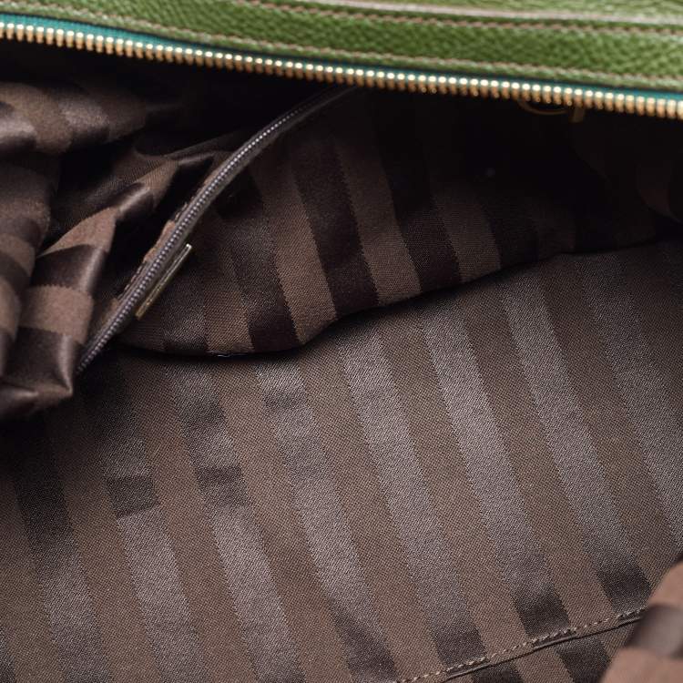 Pre Owned MCM Green Leather Double Pocket Bag
