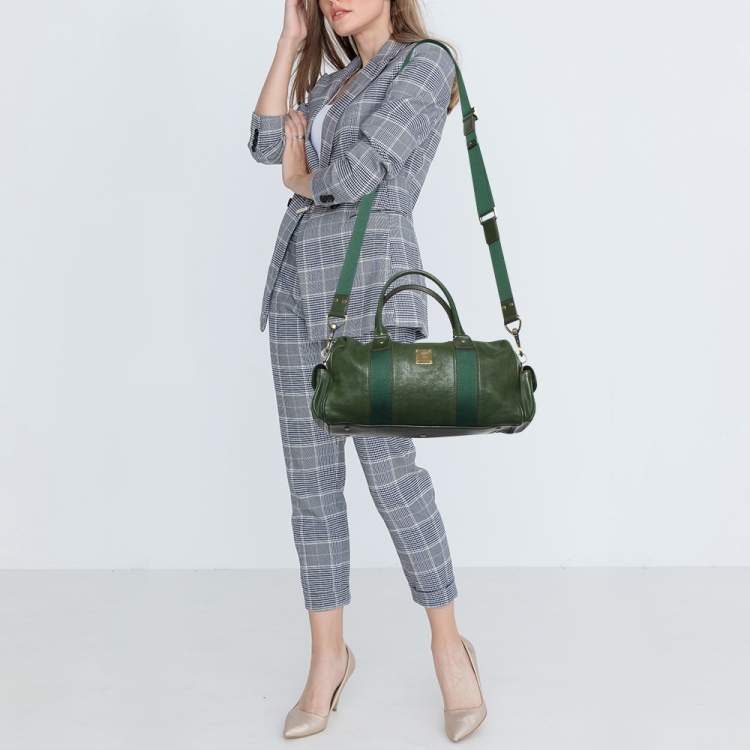 Pre Owned MCM Green Leather Double Pocket Bag
