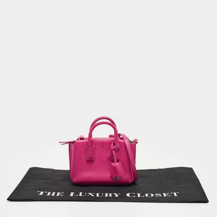 Pre Owned MCM Pink Leather Mini Milla Tote