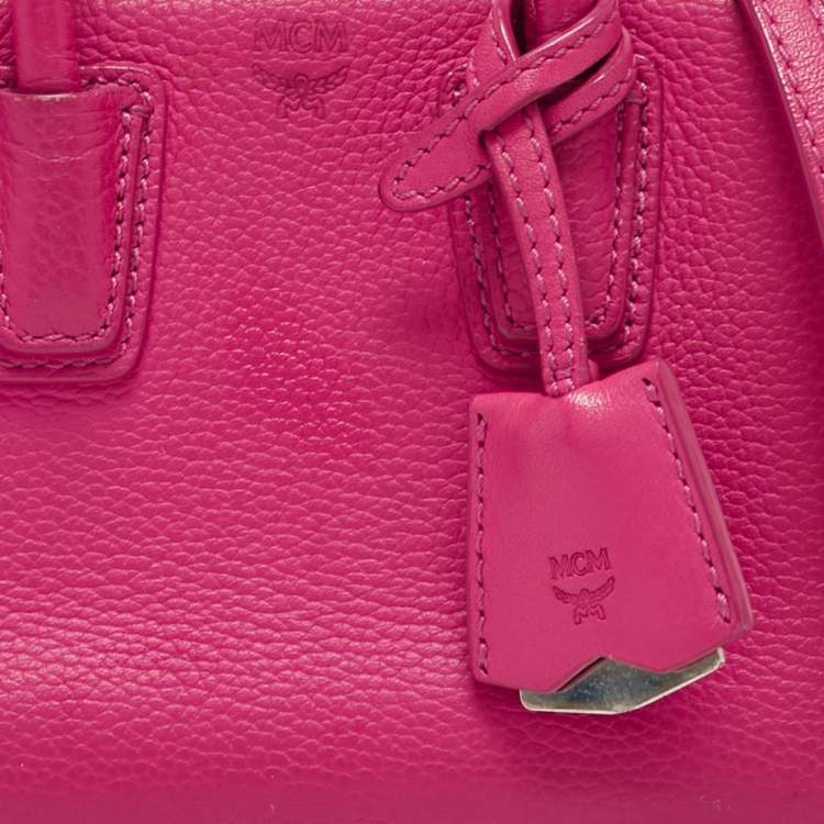 Pre Owned MCM Pink Leather Mini Milla Tote