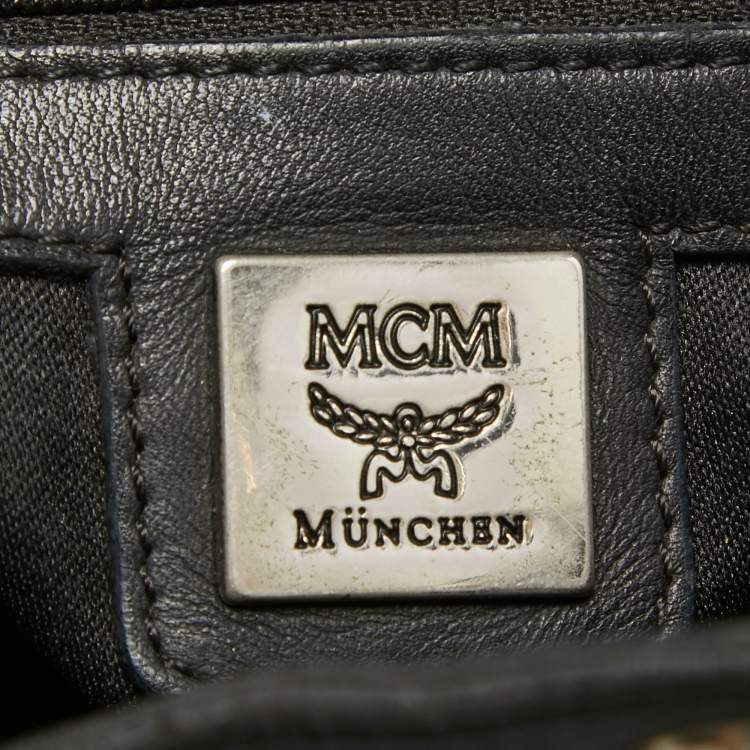 Pre Owned MCM Black Visetos Coated Canvas and Leather Drawstring Bucket Bag