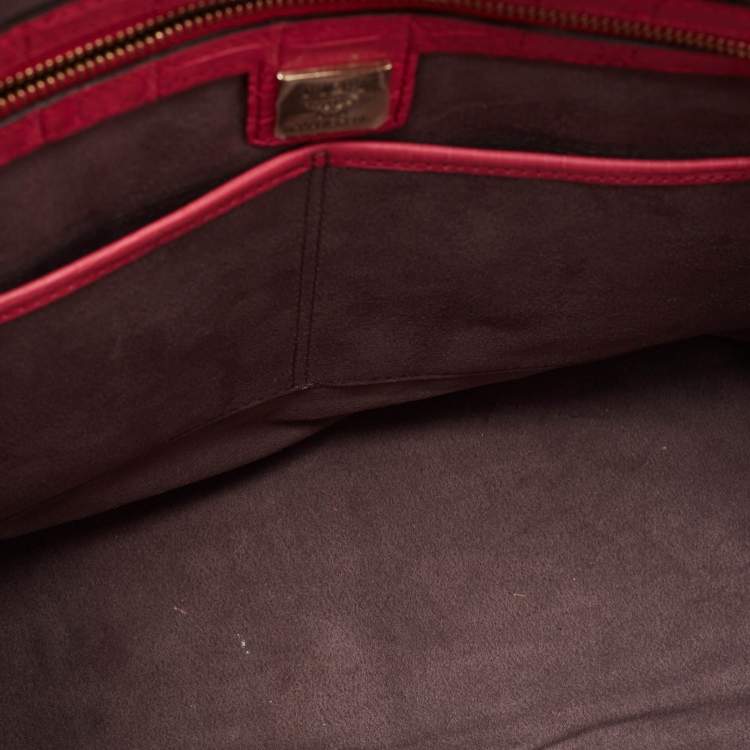 Pre Owned MCM Pink Croc Embossed Leather Zip Satchel