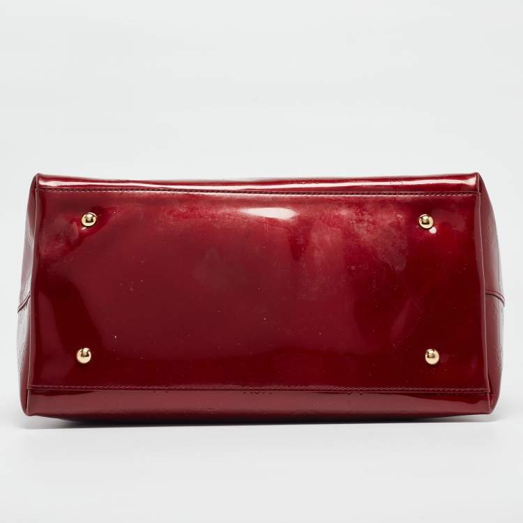 Pre Owned MCM Dark Red Visetos Patent Leather Tote