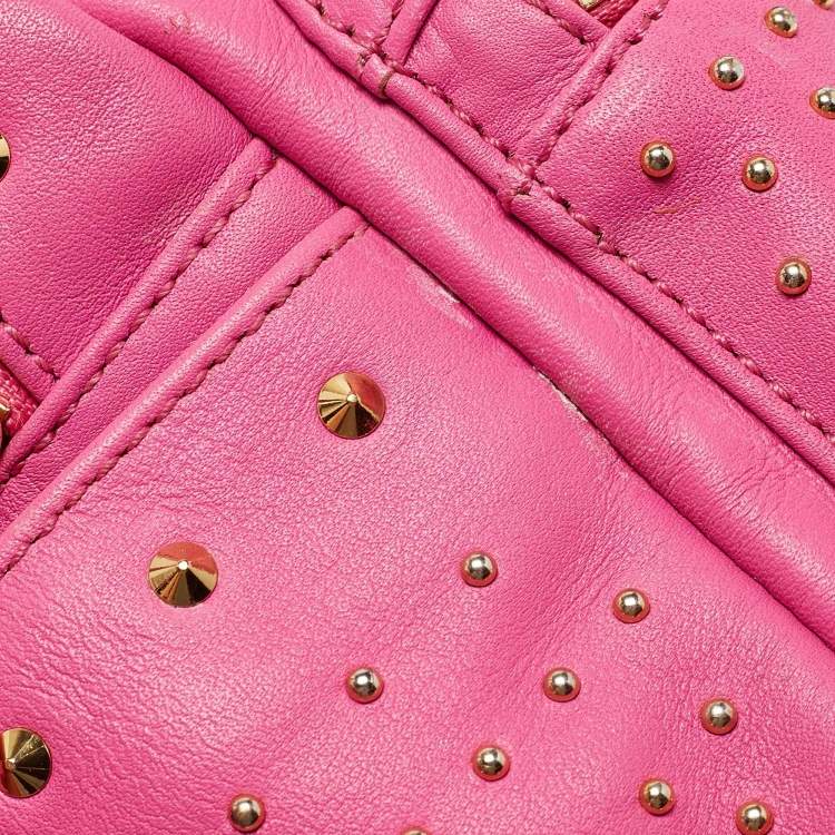 Pre Owned MCM Dark Pink Leather Mini Studded Stark Backpack