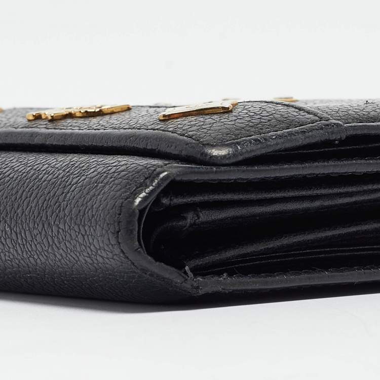 Pre Owned MCM Black Leather Studded Trifold Compact Wallet