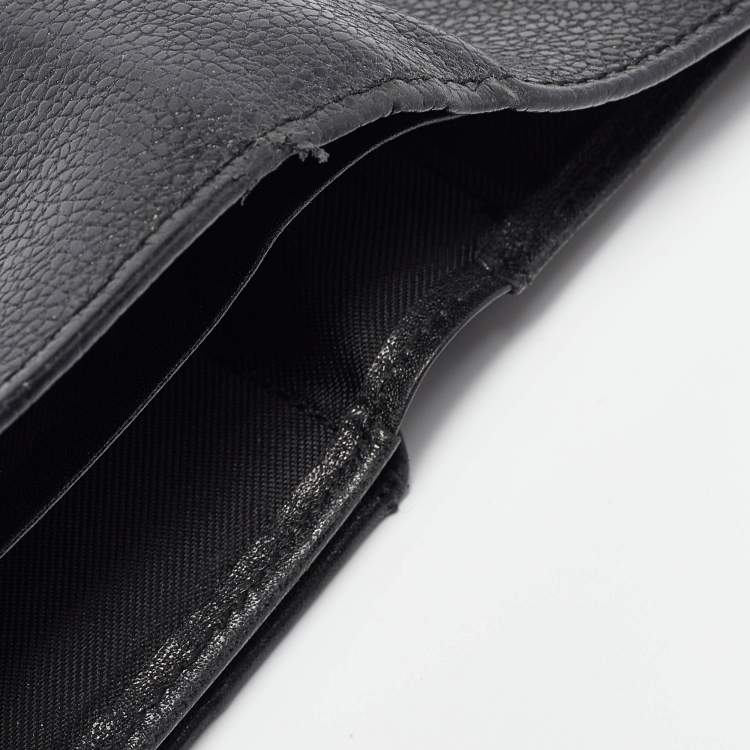 Pre Owned MCM Black Leather Studded Trifold Compact Wallet