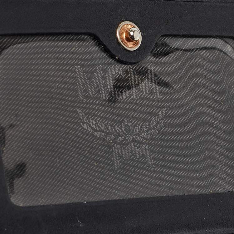 Pre Owned MCM Black Leather Studded Trifold Compact Wallet