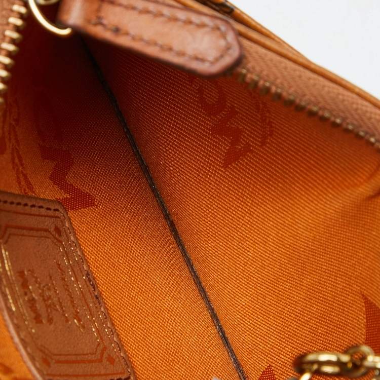 Pre Owned MCM Cognac Visetos Coated Canvas Zip Card Holder