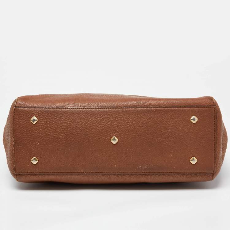 Pre Owned MCM Blue/Brown Leather Zip Shopper Tote