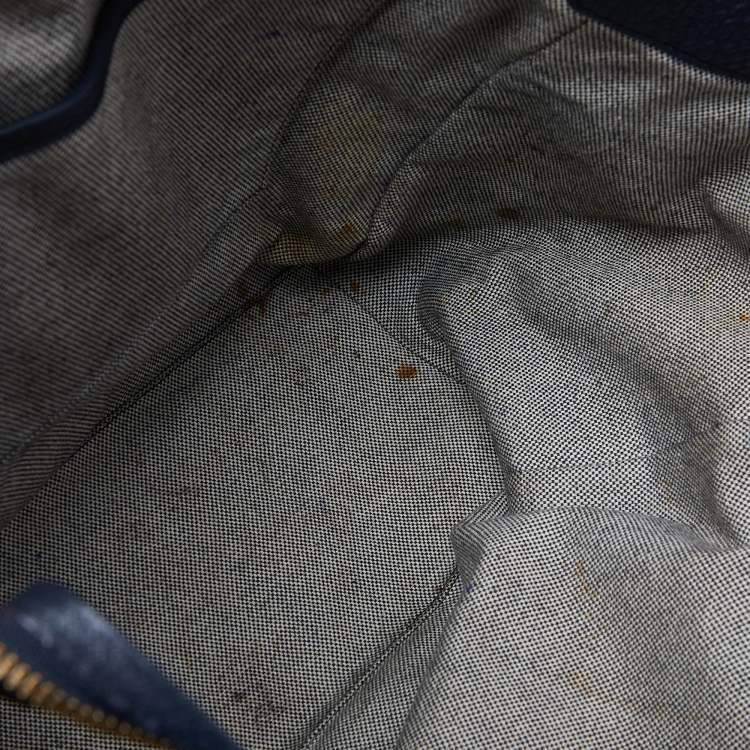 Pre Owned MCM Blue/Brown Leather Zip Shopper Tote
