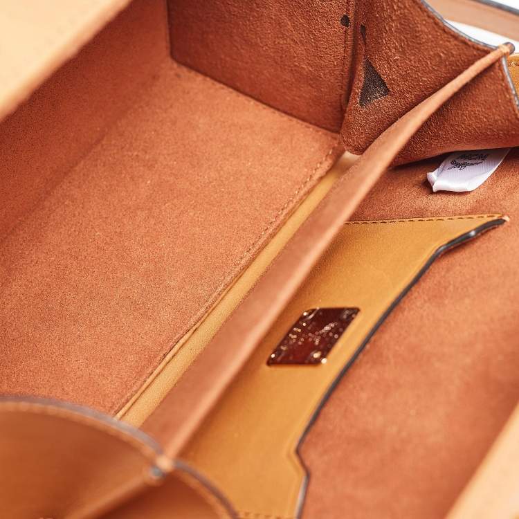 Pre Owned MCM Cognac Visetos Coated Canvas and Leather Berlin Box Bag