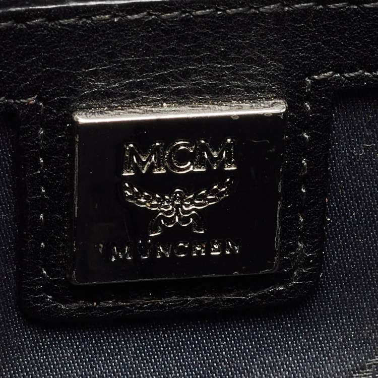 Pre Owned MCM Blue/Black Visetos Coated Canvas and Leather Crossbody Bag