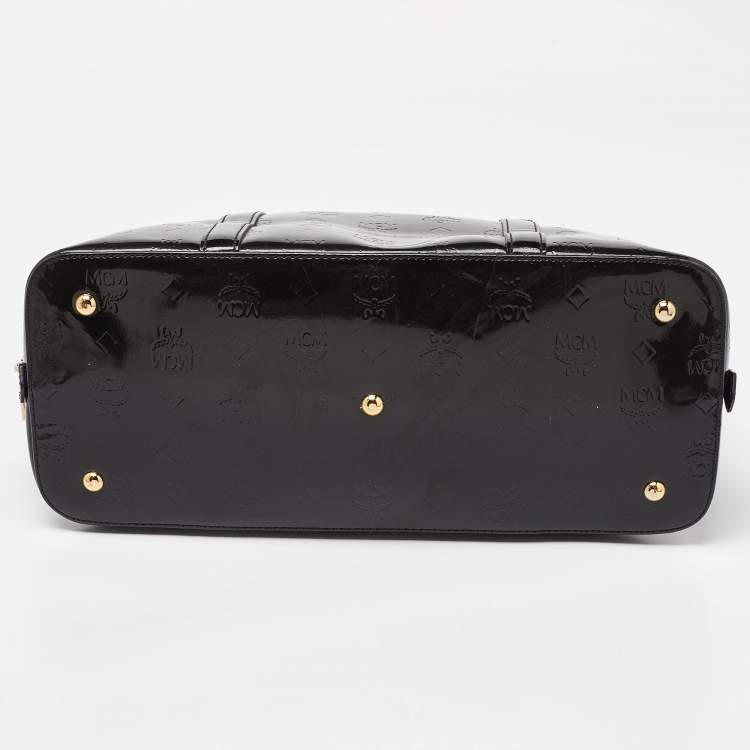 Pre Owned MCM Black Patent Leather Zip Satchel