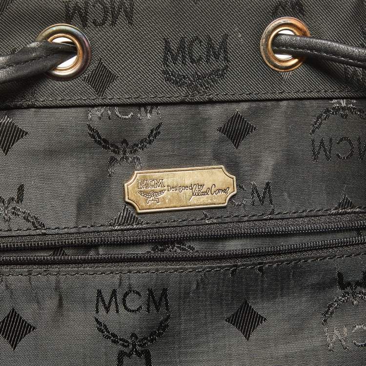 Pre Owned MCM Black Nylon and Leather Drawstring Backpack