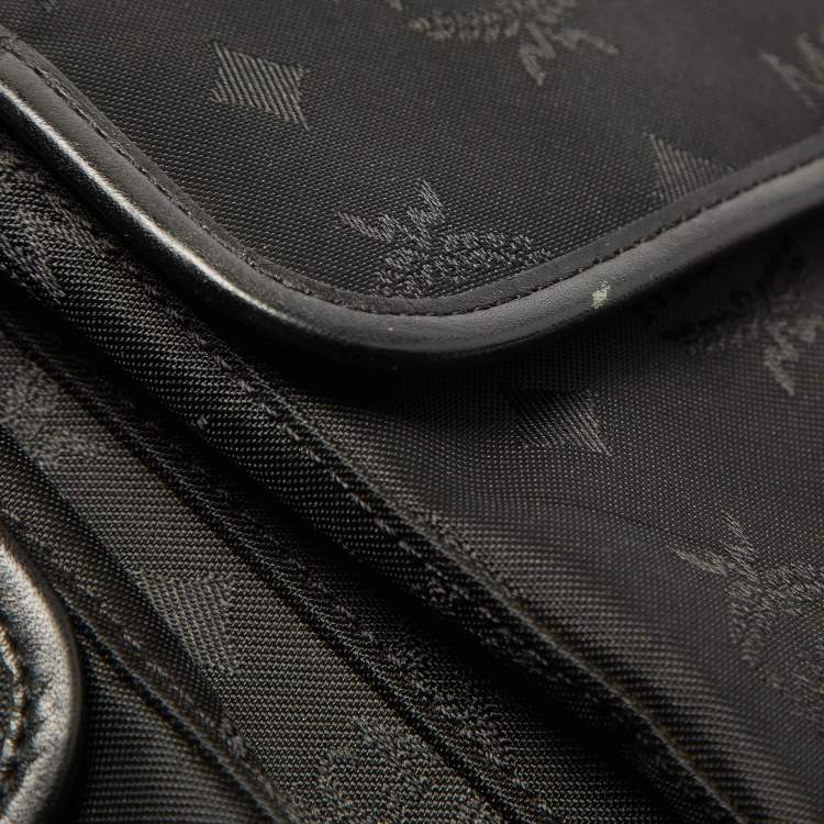 Pre Owned MCM Black Nylon and Leather Drawstring Backpack