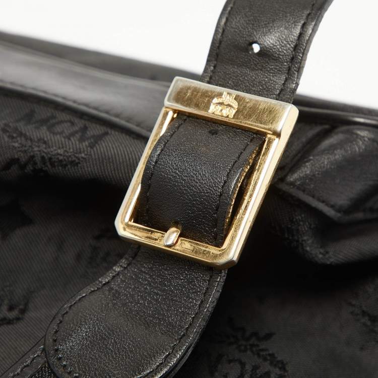 Pre Owned MCM Black Nylon and Leather Drawstring Backpack
