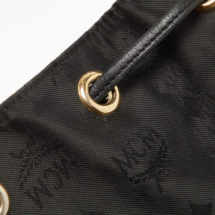 Pre Owned MCM Black Nylon and Leather Drawstring Backpack