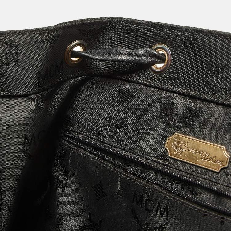 Pre Owned MCM Black Nylon and Leather Drawstring Backpack