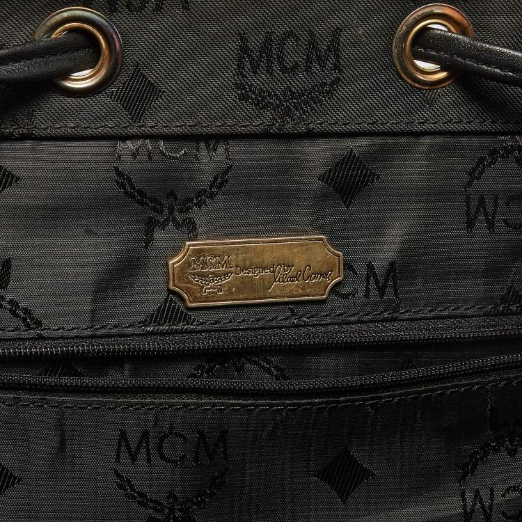 Pre Owned MCM Black Nylon and Leather Drawstring Backpack