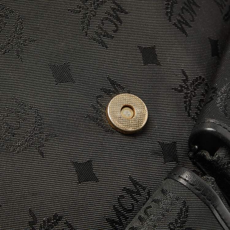 Pre Owned MCM Black Nylon and Leather Drawstring Backpack