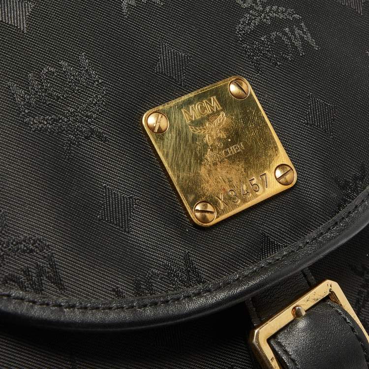 Pre Owned MCM Black Nylon and Leather Drawstring Backpack