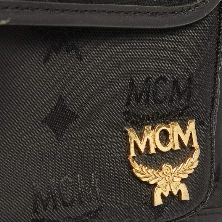 Pre Owned MCM Black Nylon and Leather Drawstring Backpack