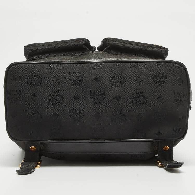 Pre Owned MCM Black Nylon and Leather Drawstring Backpack