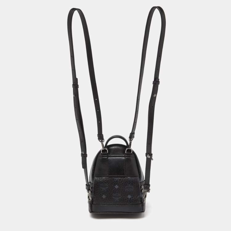 Pre Owned MCM Black Visetos Coated Canvas and Leather Mini Studded Stark-Bebe Boo Backpack