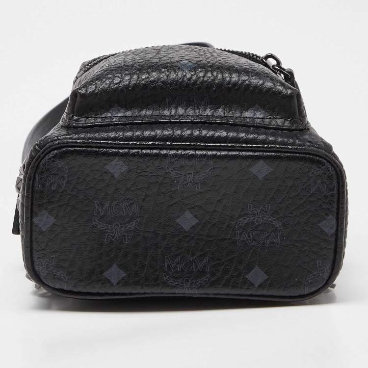 Pre Owned MCM Black Visetos Coated Canvas and Leather Mini Studded Stark-Bebe Boo Backpack